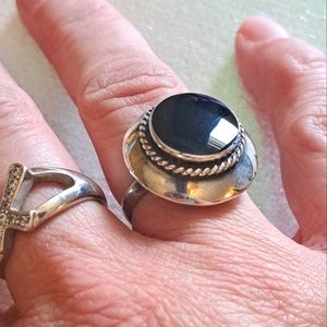 Black Onxy sterling silver ring with gift set